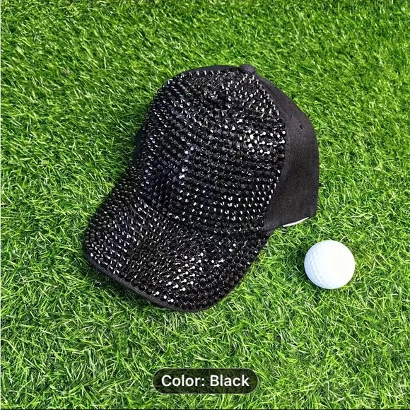 Black Rhinestone Decor Baseball Cap - Picture 9 of 16
